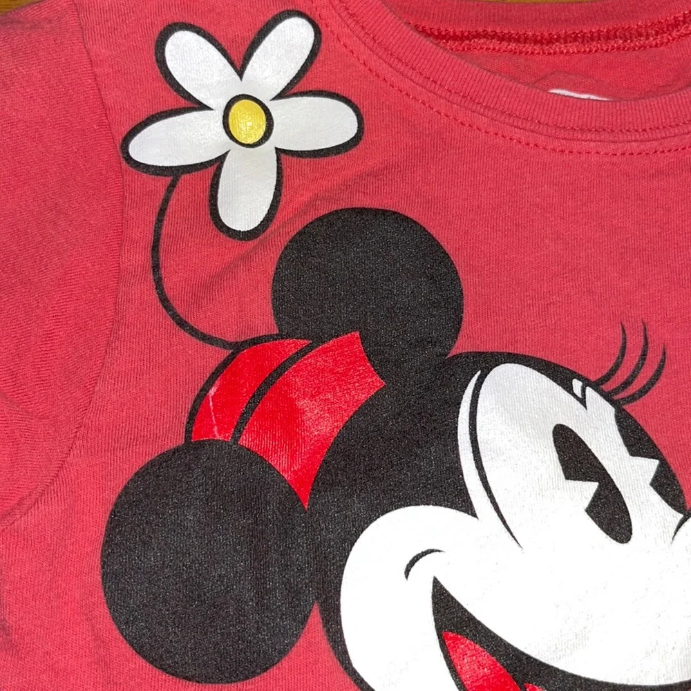 Disney Girls L 6X Minnie Mouse Soft Red Short Sleeve Shirt